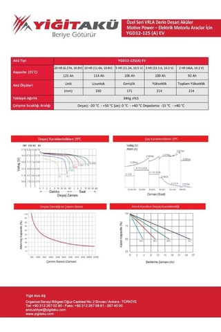 12V 125 Ah Ah -Amper Yiğit Akü,Jel Akü Temizlik Araç Solar Güneş / 317282439