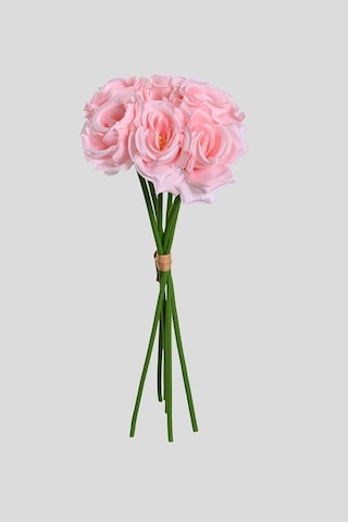Pembe Yapay Gül Buketi 6 Dallı Lüx İpeksi Dokulu 35 Cm