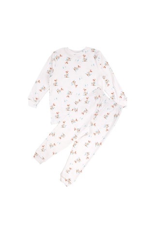 Bebegen Unisex Ekru Ördek Baskılı Pijama Takımı Çok Renkli