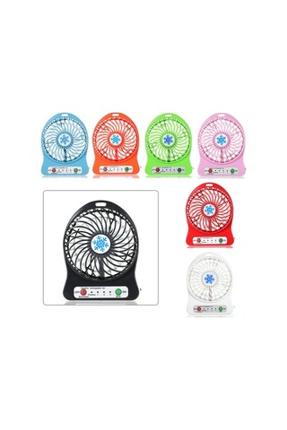 Fortunelane Mavi Usb Fan Masaüstü 3 Hızlı Led Işıklı Ofis Kullanımı/