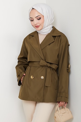 Nehar Rüzgarlıklı Astarlı Trenç 1621 - Haki Haki