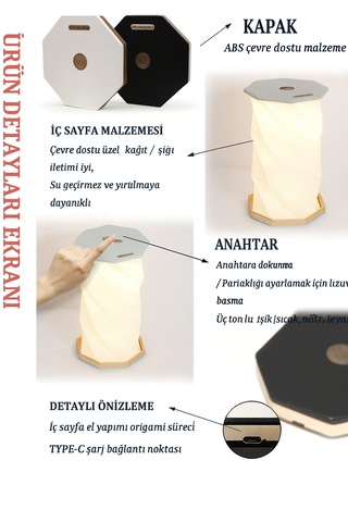 Katlanabilir Kağıt Lamba Sıcak Işık, Kademesiz Kısılabilir