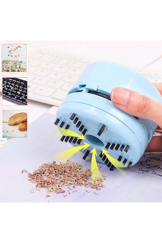 Samdoo Tw8050 Mavi El Tutan Mini Elektrikli Süpürge - Ev, Masaüstü Ve Araç İçin Küçük Boy Temizlik Aleti Beyaz - Gri