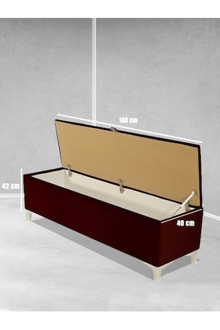 Vetra V2 Sandıklı Puf Bordo Dilimli Model Sandıklı Bench Puf - Sandıklı Yatak Ucu Bankı