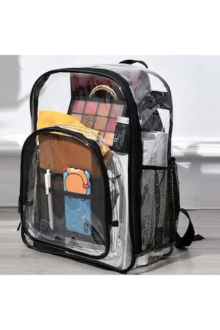 Lixiaqu01 Sırt Çantası Su Geçirmez Şeffaf Okul Çantası Kız Büyük Siyah