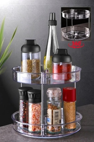 Çok Amaçlı Dönebilen 2 Katlı Organizer Şeffaf