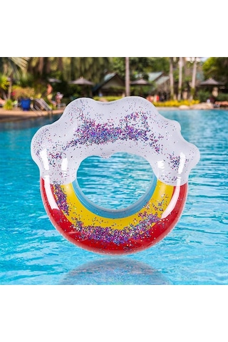 1 Adet Gökkuşağı Pullu Pvc Yüzme Simidi Yetişkin Çocuk