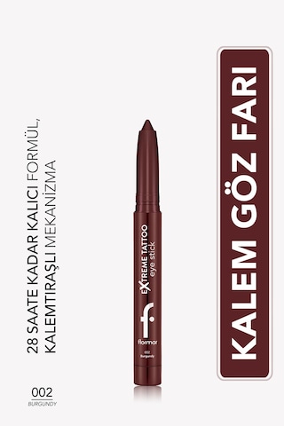 Flormar Extreme Tattoo Mat & Işıltılı Asansörlü Kalemtıraşlı Jel Göz Kalemi & Far Stick 8682536118972 002burgundy
