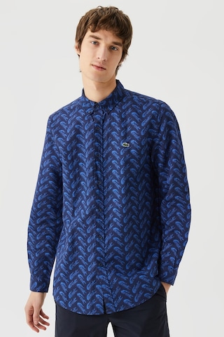 Lacoste Mens Regular Fit Navy Shirt Standart Kesim Düğmeli Erkek Keten Gömlek Lacivert