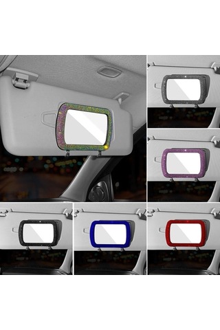 Araba Güneşliği Dekorasyon Aynası Otomatik Kadın Makyaj Aynası Mavi Mavi Mavi Diğer