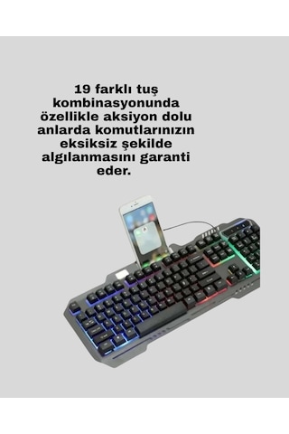 Northcity Mekanik Oyuncu Klavye Ve Mouse Seti Led Işıklandırmalı Ve Ergonomik, 19 Tuş Çatışmasız Kullanım