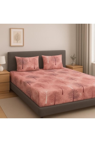 Üntaş Life Çift Kişilik Lastikli Çarşaf + Yastık Kılıfı Pembe 2 Adet Pembe