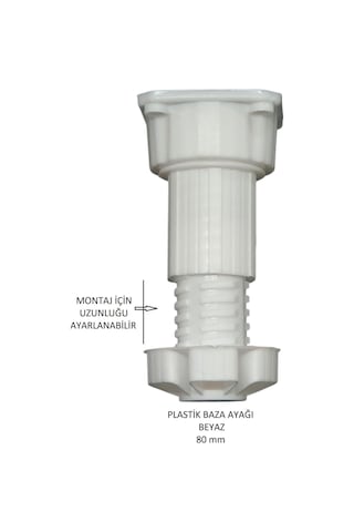 Plastik Baza Ayağı, Beyaz, 8 Cm Beyaz