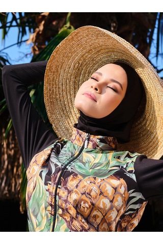 Alfasa Tabiat Desenli Tesettür Mayo - Sarı - Sarı