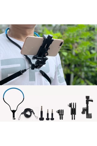 Cbtx Tuyu Kamera Boyun Tutucu Cep Telefonu Video Çekimi İçin Sandık Kelepçesi Montaj // Pov, Spesifik: Telefon Klibi İle Mavi