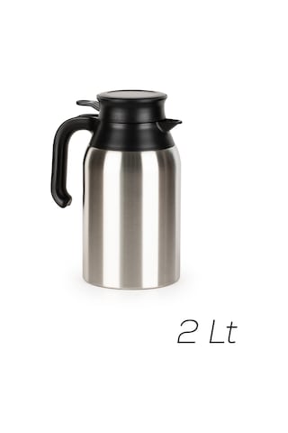 Porsima 2088 Çift Katmanlı Paslanmaz Çelik Termos Çay Termosu Su Termosu 2lt Inox - Siyah