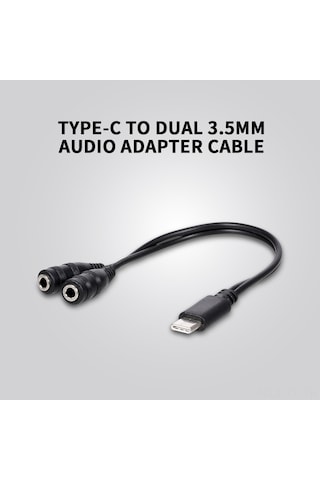 Teltree Type-c'den Çift 3.5mm Ses Çevirici, İki Kulaklık Bağlantı Çubuğu, Tpe+abs Malzeme, 20cm Uzunluk