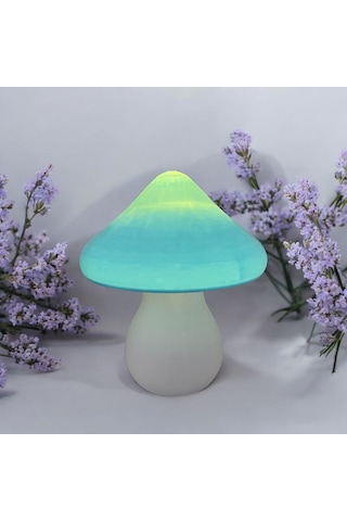 Led Mantar Gece Lambası Pilli, Renkli Ve Dekoratif Işık Mavi
