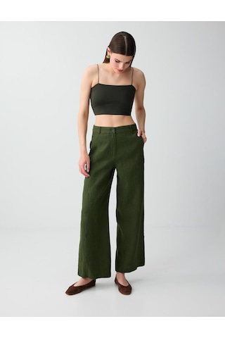Jimmy Key Haki %100 Keten Normal Bel Dokuma Pantolon 6sw187025312