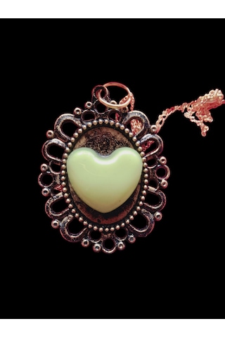 Karanlıkta Parlayan Fosforlu Metal Zincirli Kolye Altın - Yeşil