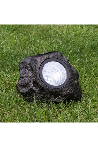 Yunboo Dış Mekan Gölge Lambası, Güneş Enerjili Taş Desenli Bahçe Aydınlatması, Led Isı Ve Beyaz Işık, Su Geçirmez, Pvc Malzeme