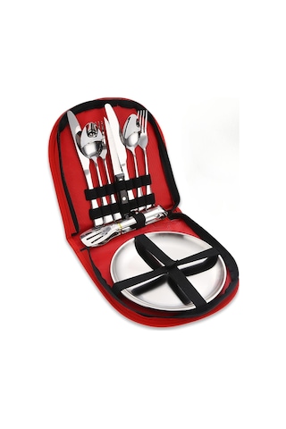 Kişilik Kamp Çatal Bıçak Takımı, Piknik Çatal Bıçak Takımı 10 Parça Kılıflı Kaşık Çatal Bıçak Klips Plaka, Paslanmaz Çelik Kamp Sofra Takımı Diğer