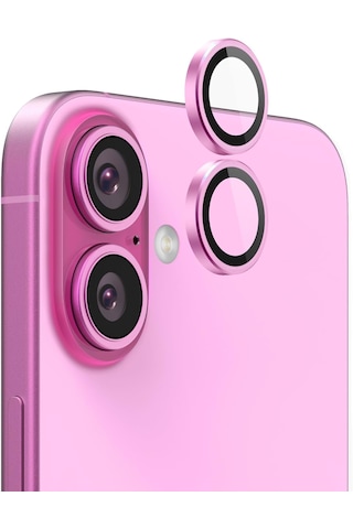 Apple Uyumlu iPhone 16 / 16 Plus Kamera Lens Koruyucu Pembe
