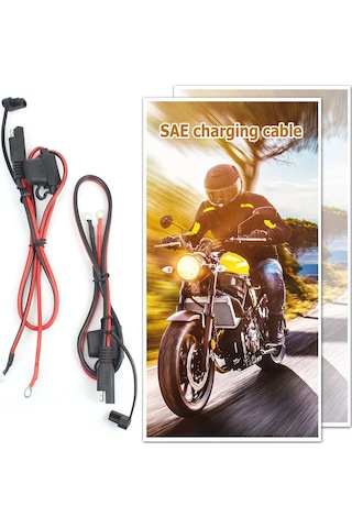 Yaozixa 12v Motosiklet Batarya Şarj Kablosu, Sae Hızlı Bağlantı, 10a Sigorta, Su Geçirmez Kapağı, 16awg, 60cm, 2 Adet