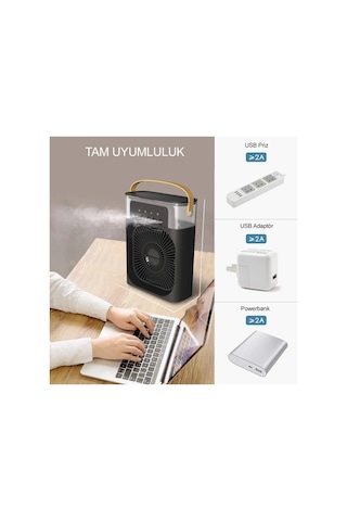 Zenvia Taşınabilir Işıklı 5 Spreyli Vantilatör Buzlu Buharlı Vantilatör Mini Fan Nemlendirici Znv2026