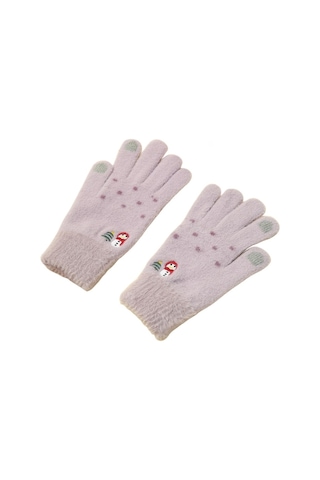 Çocuklar Ve Bayanlar İçin Yeni Kadife Kalınlaştırılmış Sıcak Kardan Adam İşlemeli Dokunmatik Ekran Eldivenleri Kışlık Örme Eldivenler