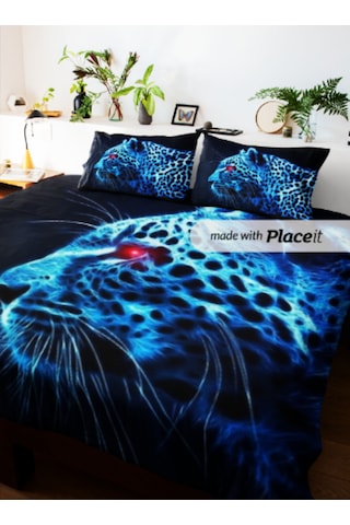 Kaplan Çift Kişilik Nevresim Takımı Pamuk Saten 240 260 Cm Siyah