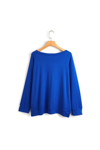 Kadın Uzun Kollu Bisiklet Yaka Çiçek Desenli Viskon Bluz Mavi