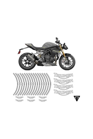 Trıumph Beyaz Jant Şeridi Jant İçi Yazılı Sticker Çok Renkli