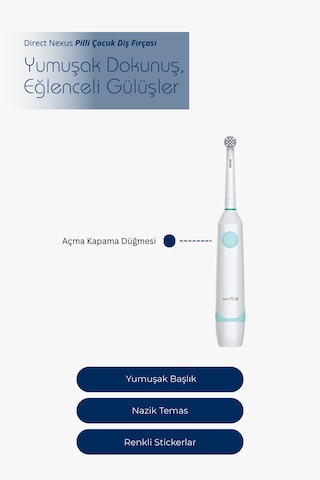 Çocuk Pilli Diş Fırçası Sticker Setli, Yumuşak Uçlu, Ipx7 Su Geçirmez