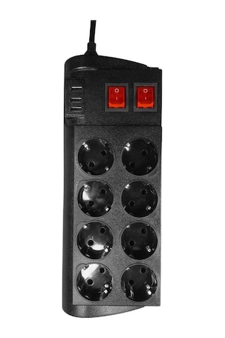 Techmaster 3 Usb Akım Çocuk Korumalı 8li Priz 2mt Kablo