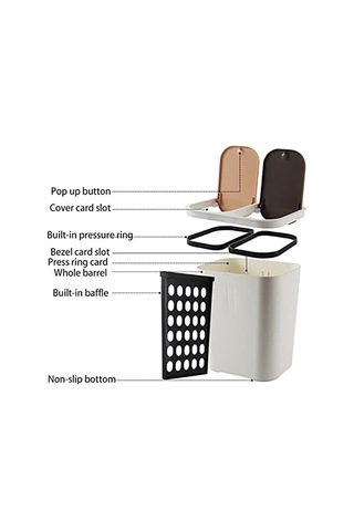 Dış Mekan Geri Dönüşüm Kutusu, Çöp Kovası Çöp Kovası Kuru Ve Islak Ayırma Çöp Kovası Kapaklı Ev Mutfak Çift Namlu Plastik Kova Çöp Kovası Geri Dönüşüm Kutusu, Kahverengi, Beyaz Kahverengi