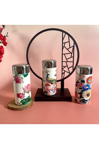 Techbloom Sunflower 260ml 8 79oz Mini Termos Mug Çiçek Desenli Paslanmaz Çelik Seyahat Bardağı