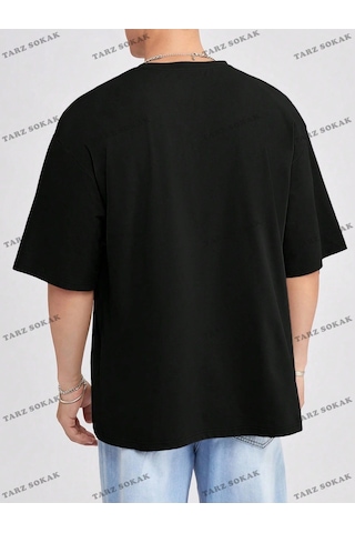 Startmore Düz Erkek 3 Baskısız Baskılı Oversize Kalıp Unisex T-shirt Siyah