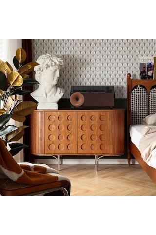 Fennessy İ5s Bluetooth Hoparlörlü 45w Hi-fi Işıklı Retro Pikap Plakçalar Turntable, Kahverengi