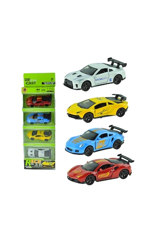 Çek Bırak 4'lü Set 10 Cm 1:64 Ölçek Oyuncak Metal Araba