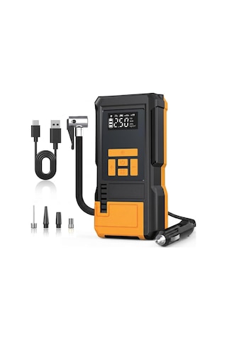 6000mah Taşınabilir Hava Pompası - 150 Psı Dijital Kompresör, 12v Çakmaklık Ve Şarjlı Kablosuz Lastik Şişirme