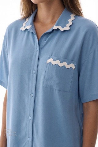 Penti Mavi Serenity Gömlek Şortlu Pijama Takımı Bl85