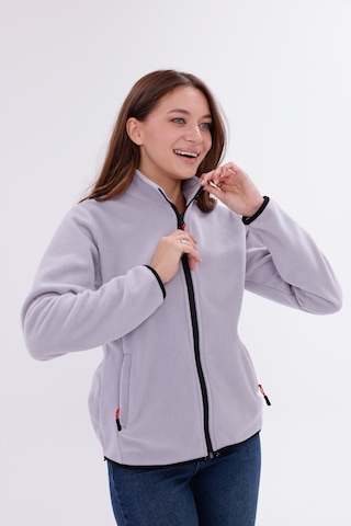 Monox Kadın Slim Fit Tam Fermuarlı Polar Ceket Gri