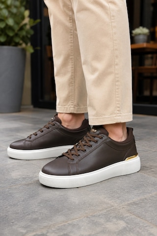 Ht Hotin Lynx Erkek Günlük Sneaker Bağcıklı Rahat Tabanlı Şık Casual Spor Ayakkabı - Kahverengi