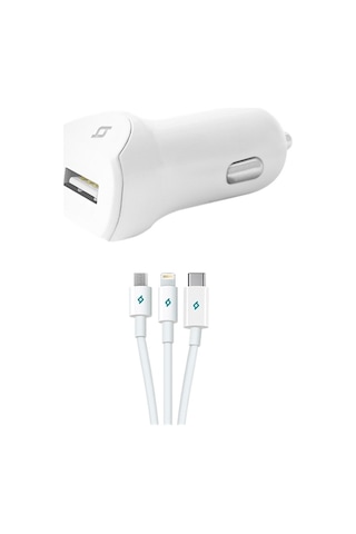 Ttec 2cks01ut Hızlı Şarj Universal Araç Şarj Cihazı 2.1a Trio Kablolu Beyaz ' Beyaz