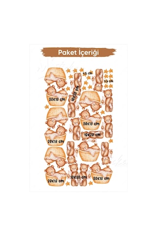 Minik Uykucu Ayıcıklar Çocuk Odası Cam Duvar Sticker Seti