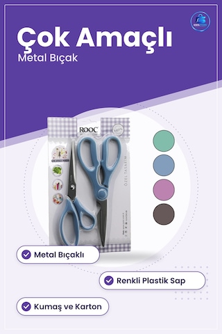 Çok Amaçlı Makas Terzi Ve Mutfak Metal Bıçaklı Renkli Plastik Sap