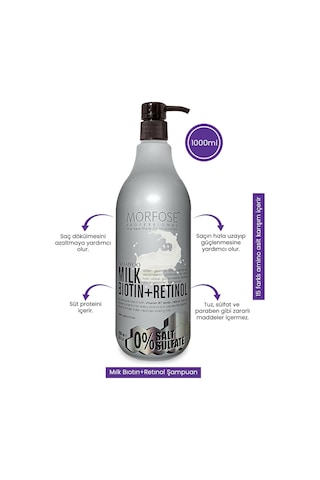 Morfose Sülfatsız Milk Biotin+Retinol İçerikli Tuzsuz Şampuan 1 L
