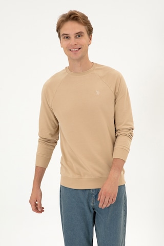 U.S. Polo Assn. Erkek Regular Fit Bisiklet Yaka Kum İnce Basic Sweatshirt 50313752-VR085