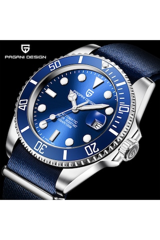 Pagani Design Pd-1639 Submariner Lüks Paslanmaz Çelik 100m Su Geçirmez Safir Cam İş Spor Otomatik Erkek Saati Mavi Diğer